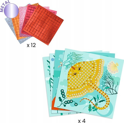 Set kreativ mozaiku Djeco “Caribbean”, 4 fletë, stikera shkumë, shumëngjyrësh