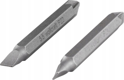 Set bitësh të dyanshëm Wolfcraft 2408000, PZ dhe i drejtë, çelik S2, 2 copë, gri