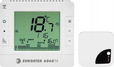 Termostat wireless Euroster E6060Txrx, program javor, ekran LCD