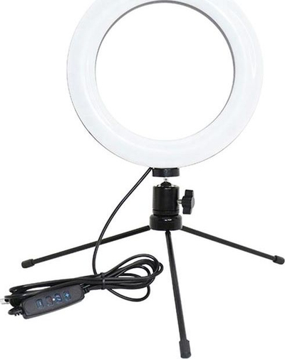 Unazë drite LED Gonga Ring Light, 16cm, me tripod, ngjyrë e zezë