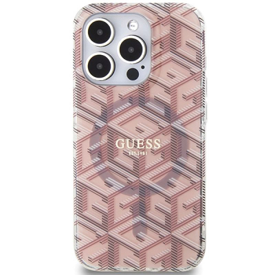 Kllëf telefoni Guess IML GCube MagSafe për iPhone 15 Pro 6.1", rozë