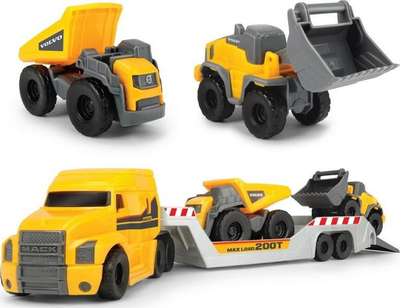 Set lodrash ndërtimi Dickie Volvo Micro Builder, kamion transportues 32cm