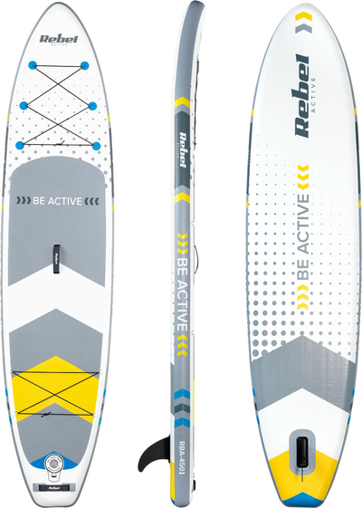 Dërrasë paddle surf me frymë Rebell RBA-4500 WH, me të gjitha aksesorët, e bardhë
