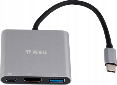Adapter USB C në HDMI YENKEE YTC 031, me portë USB A, gri