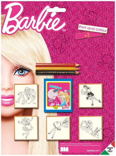 Set kreativ me vula Multiprint Barbie, 5 vula, me lapsa ngjyrash