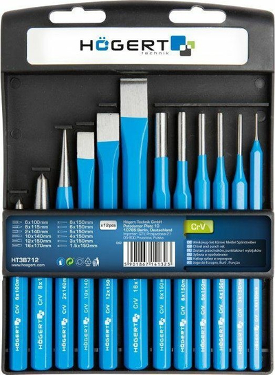 Set daltash dhe shpuese Högert Technik HT3B712, 12 copë, çelik CrV