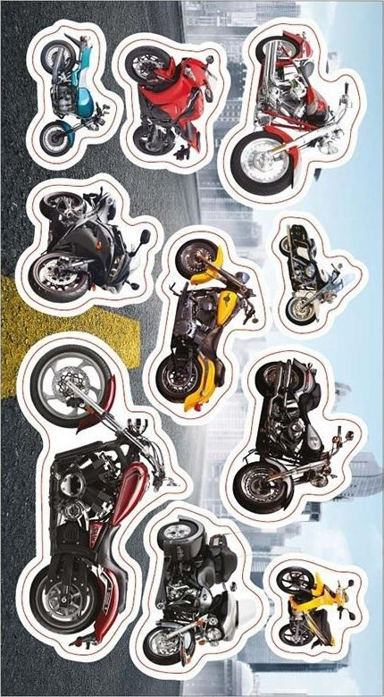 Stikera Ranok Motorcycles, set 10 copë, shumëngjyrëshe
