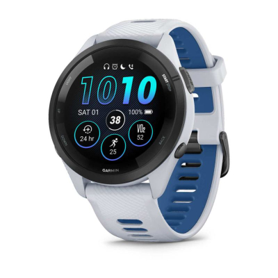 Orë sportive Garmin Forerunner 265, ekran AMOLED 1.3", GPS, e zezë me të bardhë