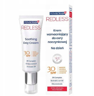 Krem ditor fytyre Novaclear Redless, për kapilarë, SPF30, i bardhë