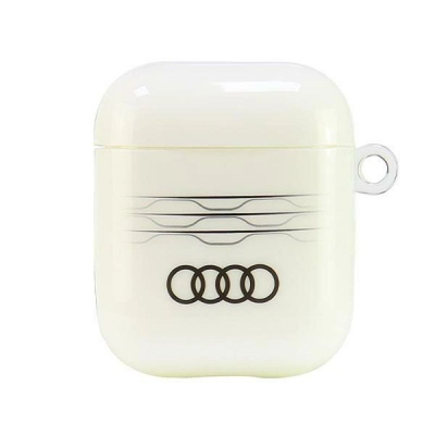 Kuti mbrojtëse Audi IML me dizajn gjeometrik për AirPods, TPU PC, e bardhë