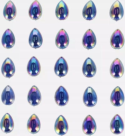 Ornamente dekorative vetëngjitëse CRAFT WITH FUN Crystals Teardrop 545772, set 25 copë, shumëngjyrëshe