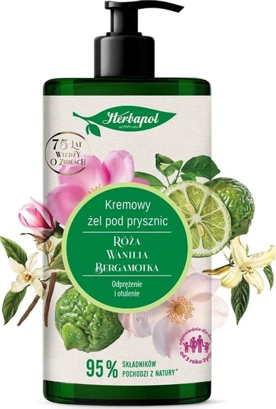 Xhel dushi i trashë Herbapol Polana, trëndafil vanilje bergamot, 740 ml