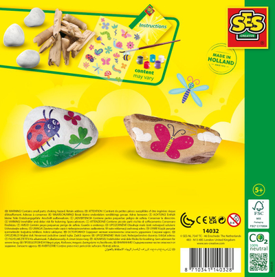 Set kreativ SES Creative për dekorim gurësh dhe druri deti, pikturim gurësh dhe druri, për kalamaj