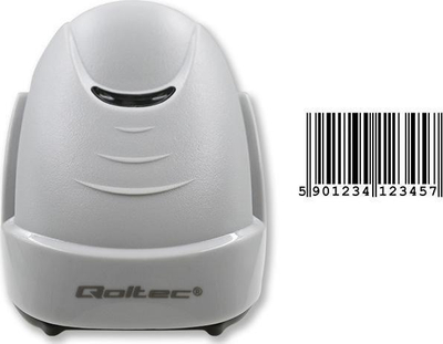 Skaner barkodesh Qoltec 50877, 1D lazer, USB, i bardhë