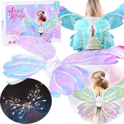 Krahë zanash Glowing Wings, LED, me muzikë, shumëngjyrëshe