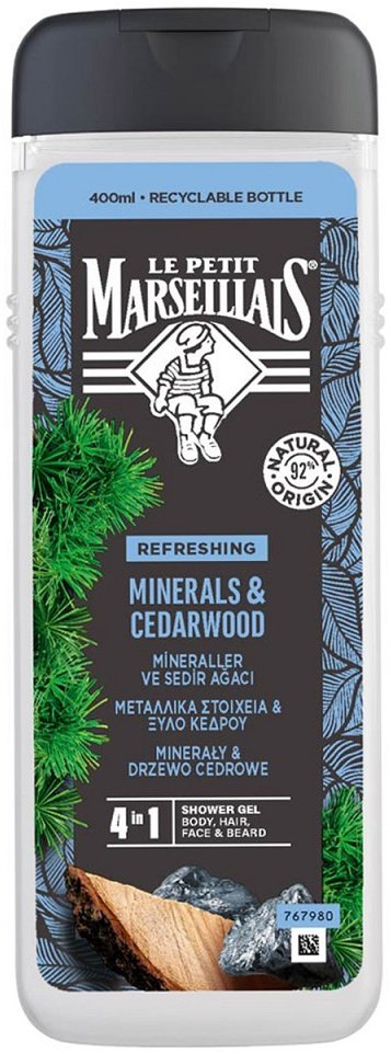 Гел за туширање Le Petit Marseillais минерали и кедар, 4 во 1, 400ml