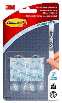 Grepa muri Command 17091CLR, set me 2 copë, plastikë, transparent