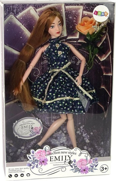 Kukull për kalamaj LeanToys Emily Fashion Show, 30 cm, gjymtyrë që lëvizin, me shumë ngjyra