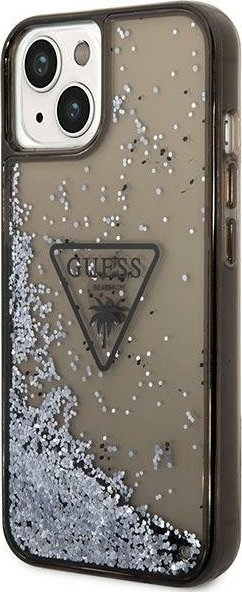 Mbulesë telefoni Guess Liquid Glitter Palm Collection për iPhone 14, hardcase, e zezë