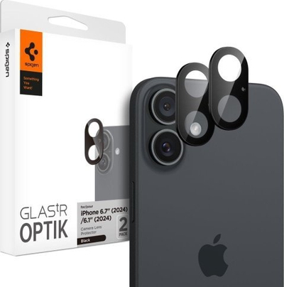 Mbrojtëse e kamerës Spigen Optik GLAS.tR, iPhone 16/16 Plus, 2 copë, e zezë
