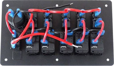 Panel ndërprerës TurboWorks ALU switch, 5x ON OFF, prizë furnizimi, IP68, i zi