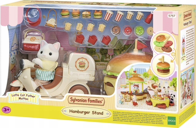 Lodër Sylvanian Families Hamburger Stand, set kioskë me mbi 30 aksesorë, shumëngjyrëshe