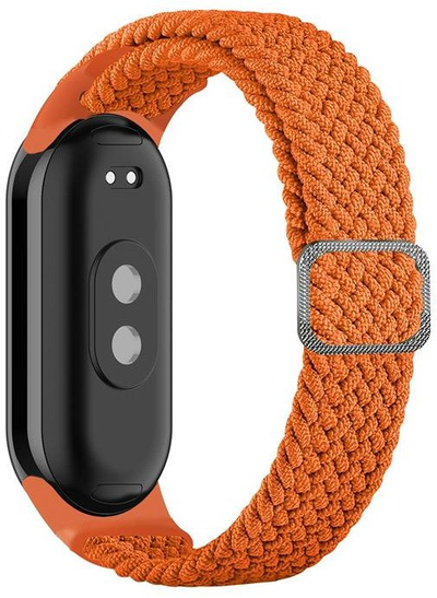 Rrip ore Pleated Strap për Mi Band 8 M8, najlon i gërshetuar, i rregullueshëm, portokalli
