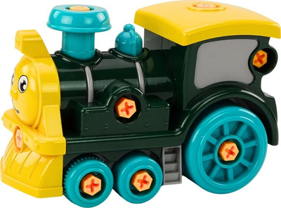 Lodër tren LEAN Toys Lokomotivë DIY, montim me vidhosje, plastike, e gjelbër