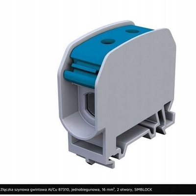 Klemë njëpolare Al Cu STB 16, për shinë DIN TS 35, 16 mm², blu