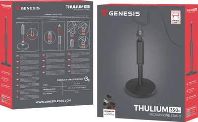 Tripod tavoline për mikrofon Genesis NGM-2293, rregullim lartësie, i zi