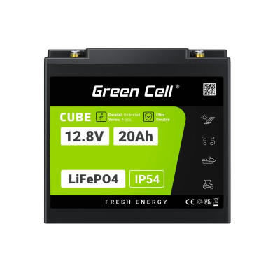Bateri LiFePO4 Green Cell 20Ah, 12.8V, me BMS, e gjelbër