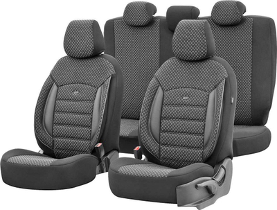 Mbulesa sediljesh makine AMiO Otom Sport Plus 101, set universal, me AIRBAG, gri e zezë
