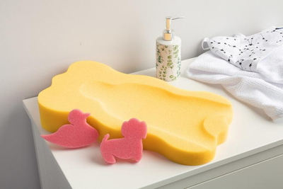 Insert për vaskë bebe Sensillo MIDI Sponge, anatomik, sfungjer, i verdhë