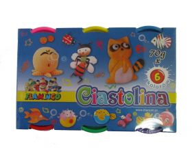 Plastelinë modeluese Flamingo 3632, set 6x70g, shumëngjyrëshe