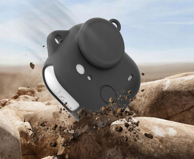 Kuti silikoni PULUZ për Insta360 Go Ultra, me kapak lenteje, me varëse, e zezë