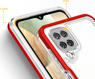Mbrojtëse telefoni Clear 3n1 për Samsung Galaxy A12 5G, transparente me kornizë të kuqe