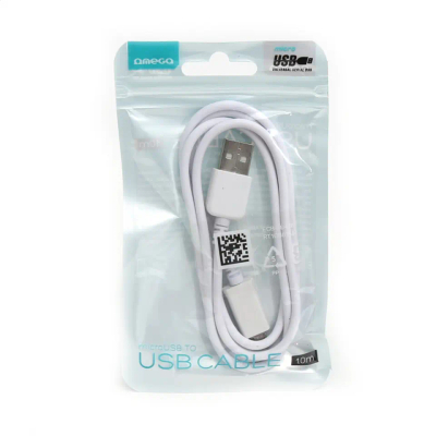 Kabllo USB në microUSB Omega, 1m, USB 2.0, e bardhë