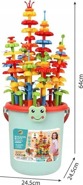 Сет градежни коцки Garden Set, 172 парчиња, со кофа, повеќебојно