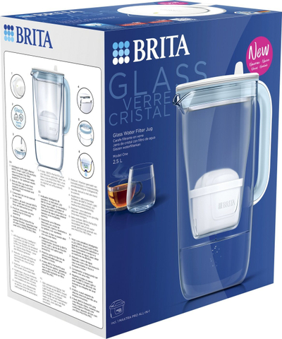 Shishe filtruese uji BRITA Glass Jug Model One, 2.5L, MAXTRA PRO All in 1, blu