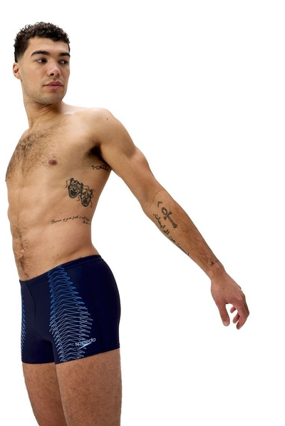 Rroba banje meshkujsh Speedo Duo Logo Aquashort, rezistente ndaj klorit, tharje e shpejtë, blu navy