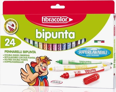 Markera me dy anë Fibracolor Double-Sided, 24 copë, ngjyra të përziera