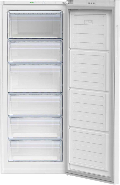 Frigorifer ngrirës vertikal 240L, 151cm, 6 sirtarë, klasa E, i bardhë