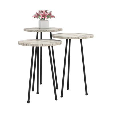 Set Kissa 3 komodina anësore (HM18174.01), bardhë/ zezë