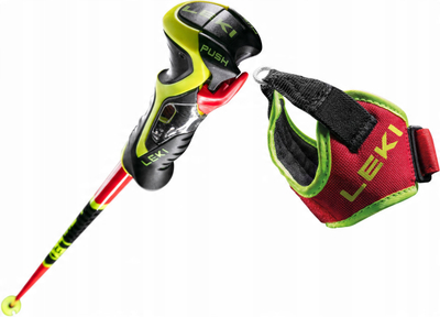 Bastun ski Leki Venom SL 3D, 120 cm, garë slalom, i kuq e zi neon