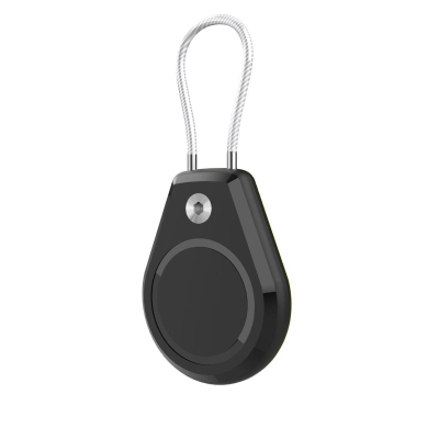 Mbajtëse Hurtel për Apple AirTag, waterproof, me kabllo çeliku, IPX8, e zezë