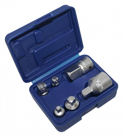 Set adapterësh reduktues për çelësa goditës, 6 copë, Cr V, me kuti plastike blu