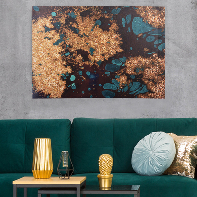 Pikturë murale Gobi HM4775, kanavacë e printuar, 98x68cm, ngjyra ari dhe jeshile