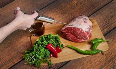 Shiringë për marinim KamadoClub, 59 ml, çelik inox, ngjyrë argjendi