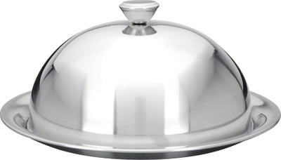 Tabaka servirje Excellent Houseware, çelik inox, 20 cm, me kapak kupolë
