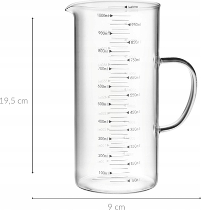 Gotë matëse Gastro, 1000 ml, qelq borosilikat, transparente